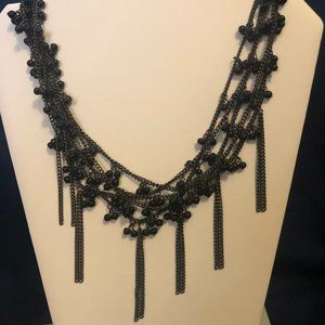 ZAD Black Beaded Statement Necklace